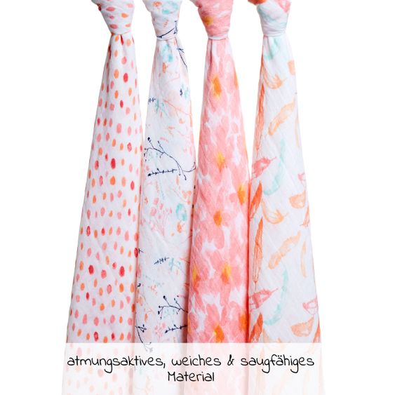 aden + anais Mulltücher 4er Pack Swaddels 120 x 120 cm - Petal Blooms