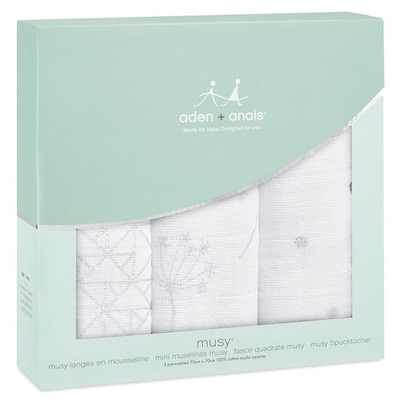 aden + anais Mullwindel 3er Pack Cassic Musy 70 x 70 cm - Metallic Silver Deco