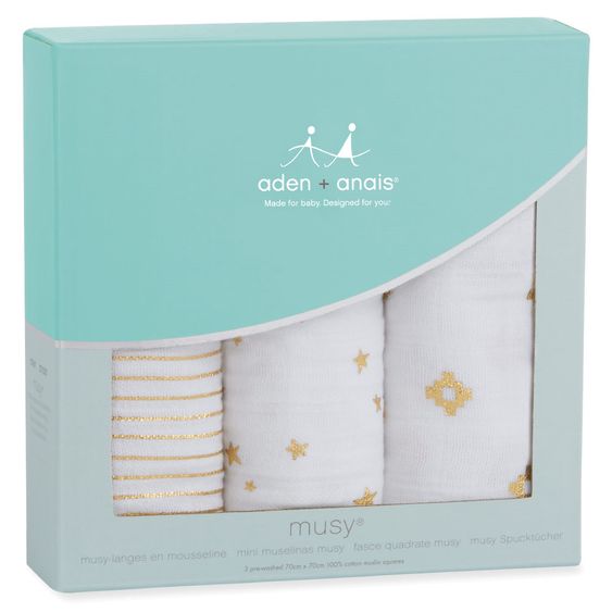 aden + anais Mullwindel 3er Pack Classic Musy 70 x 70 cm - Metallic Gold