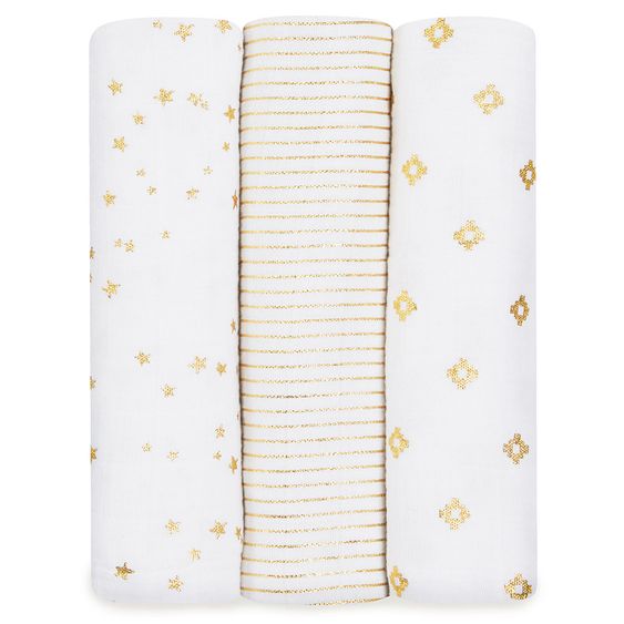 aden + anais Mullwindel 3er Pack Classic Swaddles 120 x 120 cm - Metallic Gold