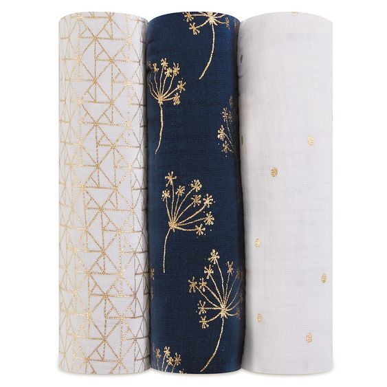 aden + anais Mullwindel 3er Pack Classic Swaddles 120 x 120 cm - Metallic Gold Deco