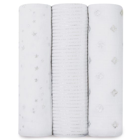 aden + anais Mullwindel 3er Pack Classic Swaddles 120 x 120 cm - Metallic Silber