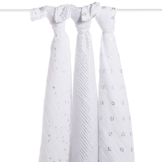 aden + anais Mullwindel 3er Pack Classic Swaddles 120 x 120 cm - Metallic Silber