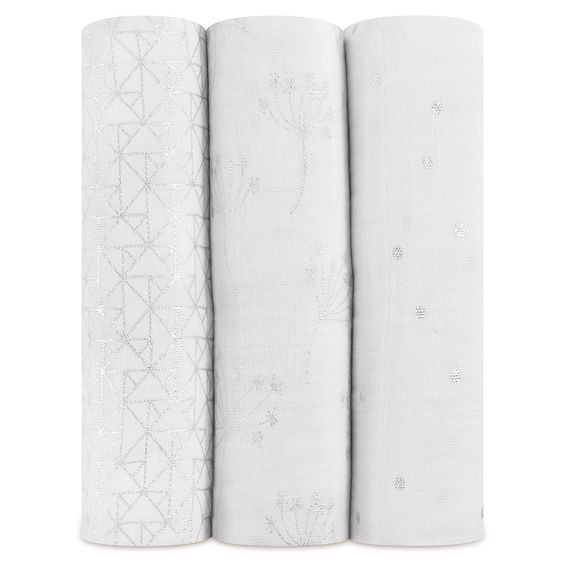 aden + anais Mullwindel 3er Pack Classic Swaddles 120 x 120 cm - Metallic Silver Deco