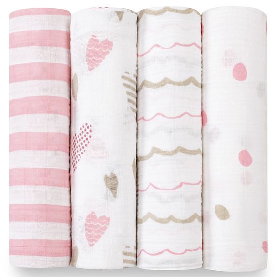 aden + anais Mullwindel 4er Pack Classic Swaddles 120 x 120 cm - Heart Breaker