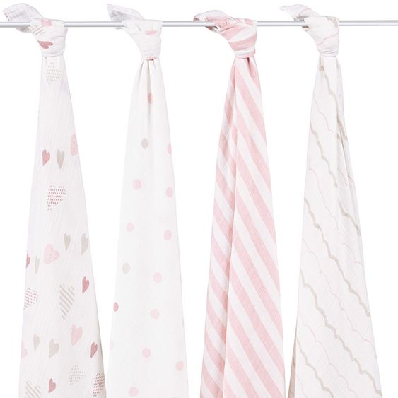 aden + anais Mullwindel 4er Pack Classic Swaddles 120 x 120 cm - Heart Breaker