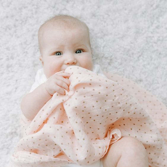 aden + anais Mullwindel / Mulltuch / Pucktuch - Classic Swaddles - 4er Pack - 120 x 120 cm - Dahlias - Weiß Rosa