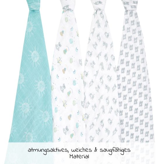 aden + anais Mullwindel / Mulltuch / Pucktuch - Classic Swaddles - 4er Pack - 120 x 120 cm - Now + Zen