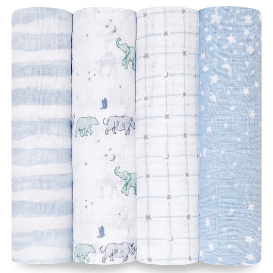 aden + anais Mullwindel / Mulltuch / Pucktuch - Classic Swaddles - 4er Pack - 120 x 120 cm - Rising Star
