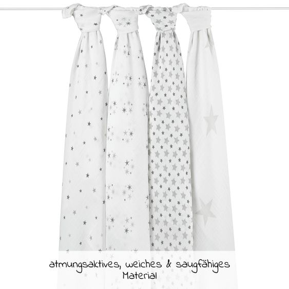 aden + anais Mullwindel / Mulltuch / Pucktuch - Classic Swaddles - 4er Pack - 120 x 120 cm - Twinkle