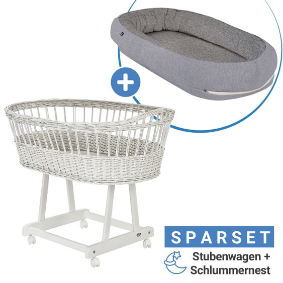 Alvi 2-piece economy set bassinet Birthe + slumber nest Special Fabrics - Piqué