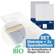 3-tlg. Matratzen-Set für Beistellbett & Wiege 40 x 90 cm - Weiß & Silbergrau