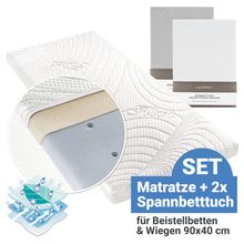 3-piece mattress set for extra bed & cradle 40 x 90 cm - White & Silver Gray