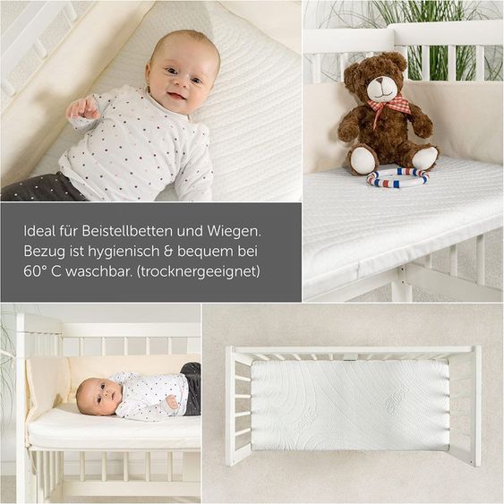Alvi Set di materassi a 3 pezzi per culla e culletta 40 x 90 cm - Bianco e grigio argento