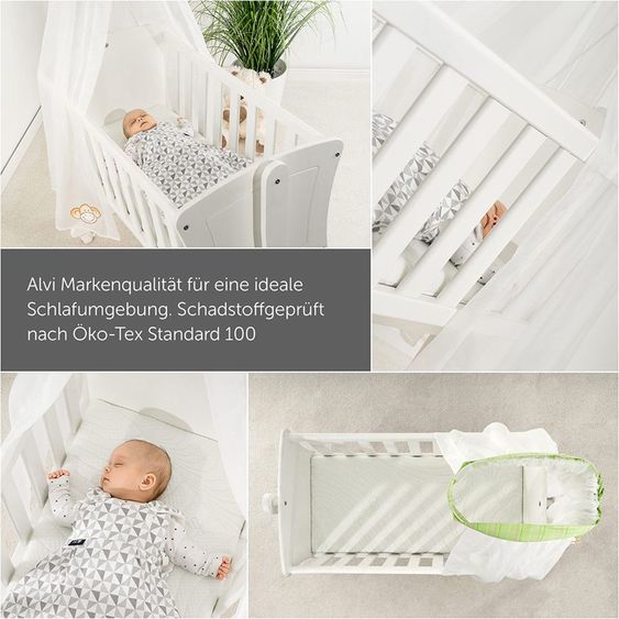 Alvi Set di materassi a 3 pezzi per culla e culletta 40 x 90 cm - Bianco e grigio argento