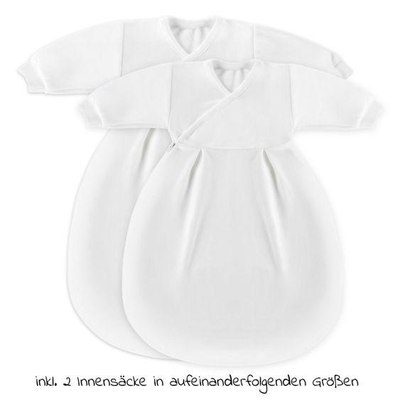 Alvi 4-tlg. Schlafsack-Set für Neugeborene / Baby-Mäxchen Special Fabric Gr.50/56 + Spuckschutz Clean & Dry Cover - Piqué