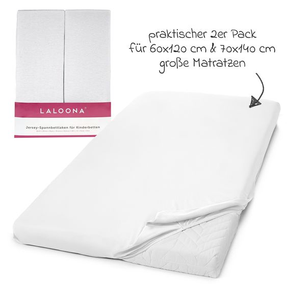 Alvi 5-tlg. Zubehör-Set für Reisebetten 60 x 120 cm - Reisebettmatratze Komfort klappbar + Wasserdichte Betteinlage + 2 weiße Spannbettlaken + Insektenschutz