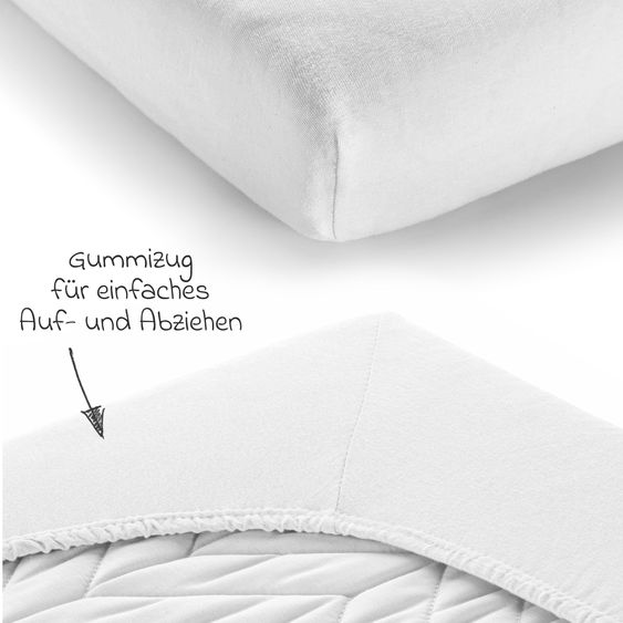 Alvi 5-tlg. Zubehör-Set für Reisebetten 60 x 120 cm - Reisebettmatratze Komfort klappbar + Wasserdichte Betteinlage + 2 weiße Spannbettlaken + Insektenschutz