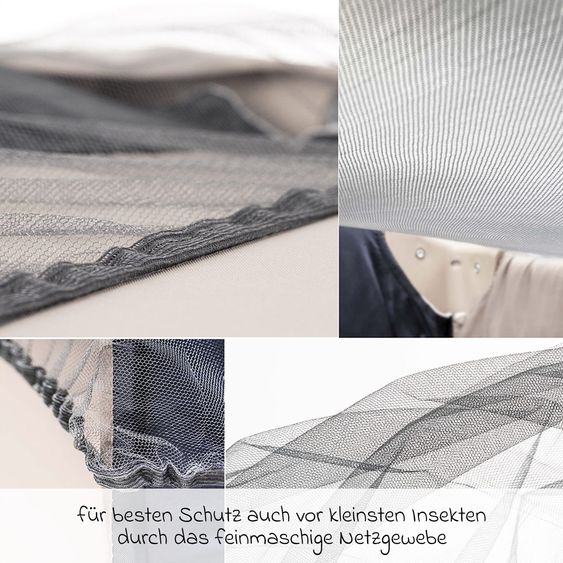 Alvi 5-tlg. Zubehör-Set für Reisebetten 60 x 120 cm - Reisebettmatratze Mosaik rollbar + Wasserdichte Betteinlage + 2 weiße Spannbettlaken + Insektenschutz