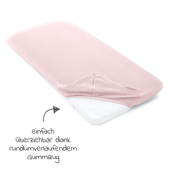 Alvi 7-piece complete set for extra bed & cradle 90x40 cm / mattress + fitted sheets + quilt set + bedding - Bear Bruno - Pink