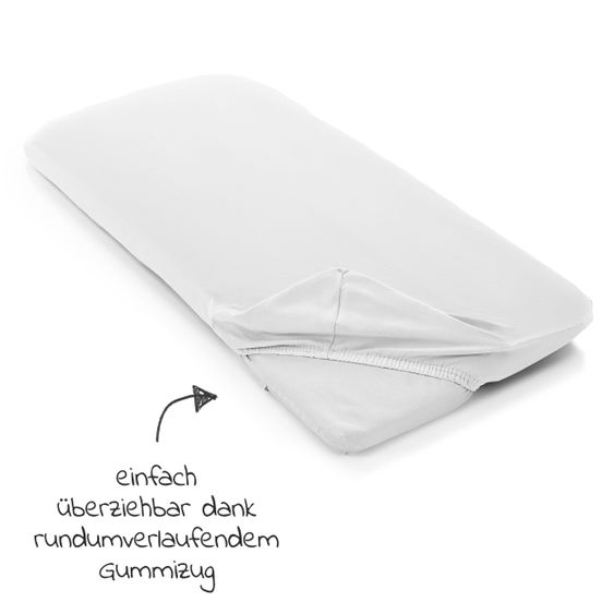 Alvi Set completo di 7 pezzi per letto aggiuntivo e culla 90x40 cm / materasso + lenzuola + set di trapunte + biancheria da letto - Orso Bruno - Bianco