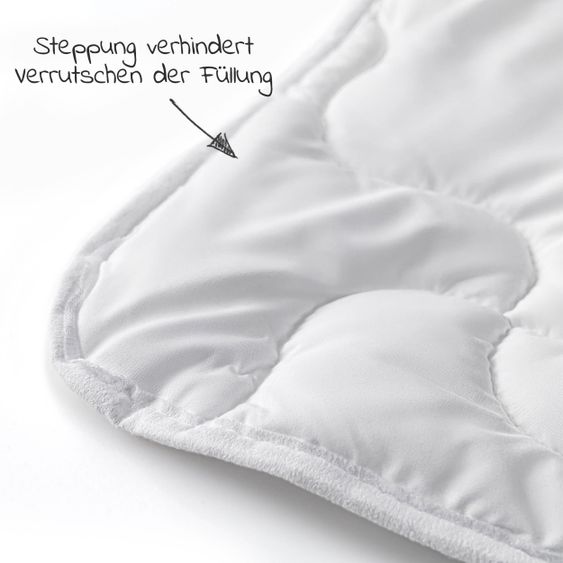 Alvi Set completo di 7 pezzi per letto aggiuntivo e culla 90x40 cm / materasso + lenzuola + set di trapunte + biancheria da letto - Orso Bruno - Bianco