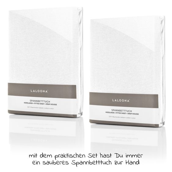 Alvi Set completo di 7 pezzi per letto aggiuntivo e culla 90x40 cm / materasso + lenzuola + set di trapunte + biancheria da letto - Orso Bruno - Bianco