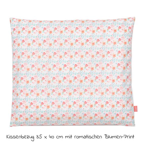 Alvi 7-tlg. Komplett-Set für Beistellbett & Wiege 90x40 cm / Matratze + Spannbetttücher + Steppbett-Set + Bettwäsche - Schwanensee - Rosa