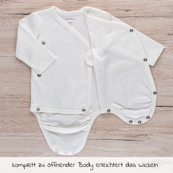 Alvi Set per il sonno da 8 pezzi - nido + 3 body + borsa con pagliaccetto + 3 guanti da grattare - grigio bianco