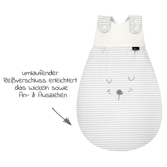 Alvi Baby-Mäxchen Außensack - Faces Stripes - Grey - Gr. 50/56