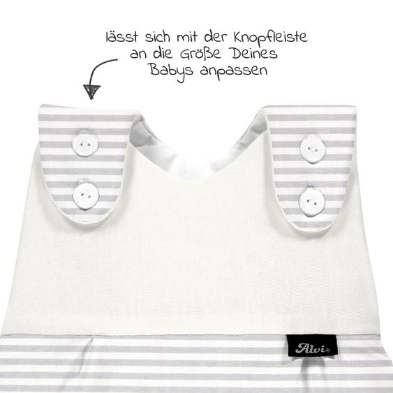 Alvi Baby-Mäxchen Außensack - Faces Stripes - Grey - Gr. 50/56