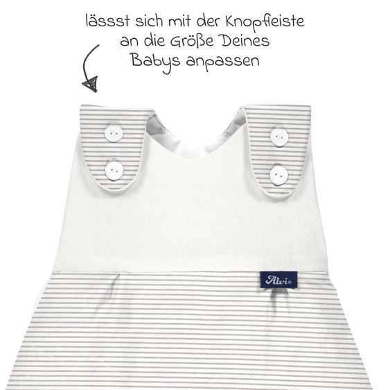 Alvi Baby-Mäxchen Außensack Jersey - Elephants Stripes - Grey - Gr. 56/62