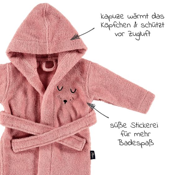 Alvi Bademantel Organic Cotton - Faces - Rosa - Gr. 74/80
