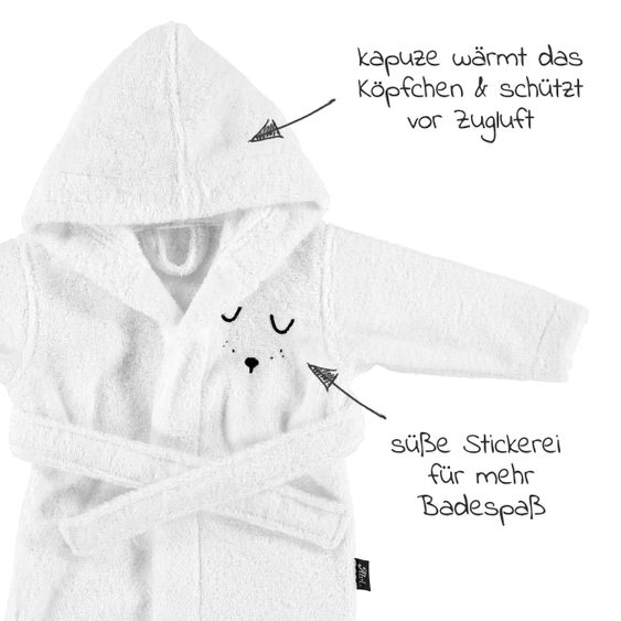 Alvi Bademantel Organic Cotton - Faces - Weiß - Gr. 74/80