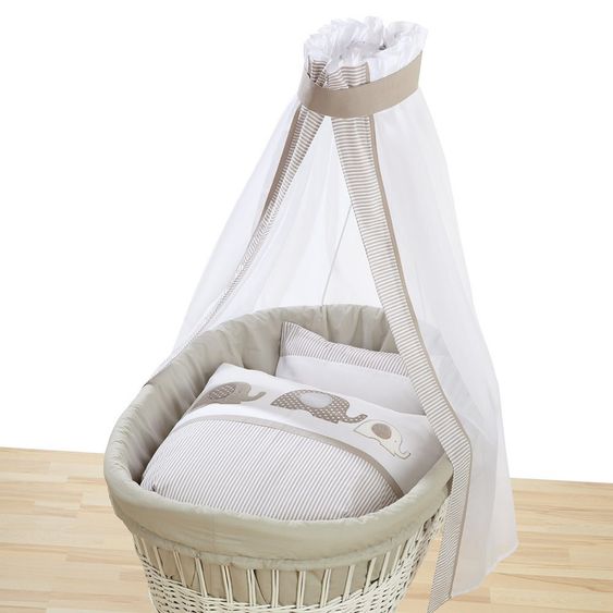 Alvi Bettwäsche-Set für Stubenwagen - Elefant Beige