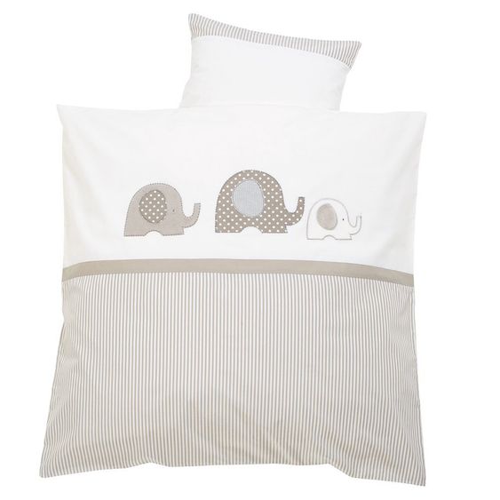Alvi Bettwäsche-Set für Stubenwagen - Elefant Beige