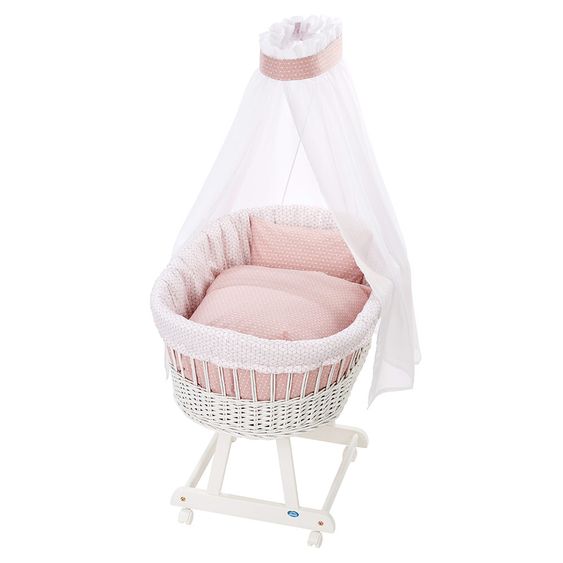 Alvi Komplett-Stubenwagen Birthe Weiß - Raute - Rosa
