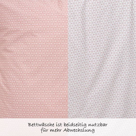 Alvi Komplett-Stubenwagen Birthe Weiß - Raute - Rosa