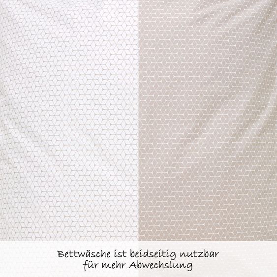 Alvi Komplett-Stubenwagen Birthe Weiß - Raute - Taupe