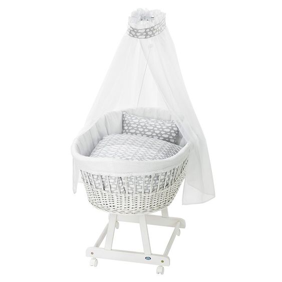 Alvi Komplett-Stubenwagen Birthe Weiß - Wolke - Silber