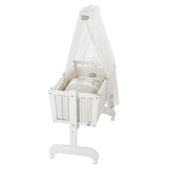 Alvi Komplett-Wiege Sina Weiß - Giraffe - Beige