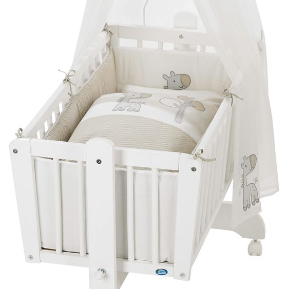 Alvi Komplett-Wiege Sina Weiß - Giraffe - Beige