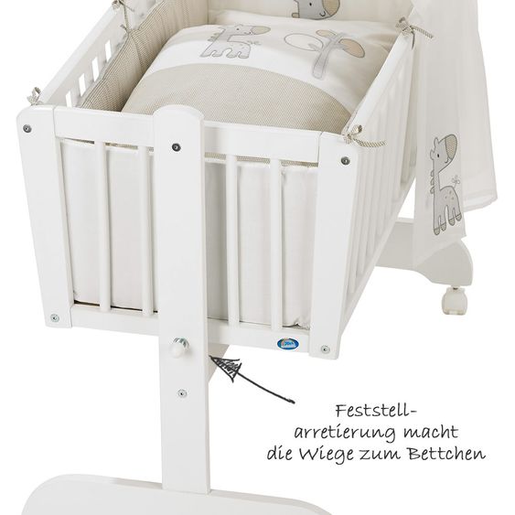 Alvi Komplett-Wiege Sina Weiß - Giraffe - Beige