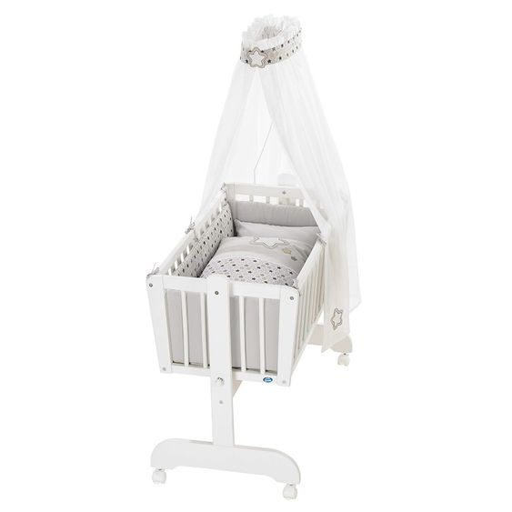 Alvi Komplett-Wiege Sina Weiß - Stern u. Sternchen - Beige