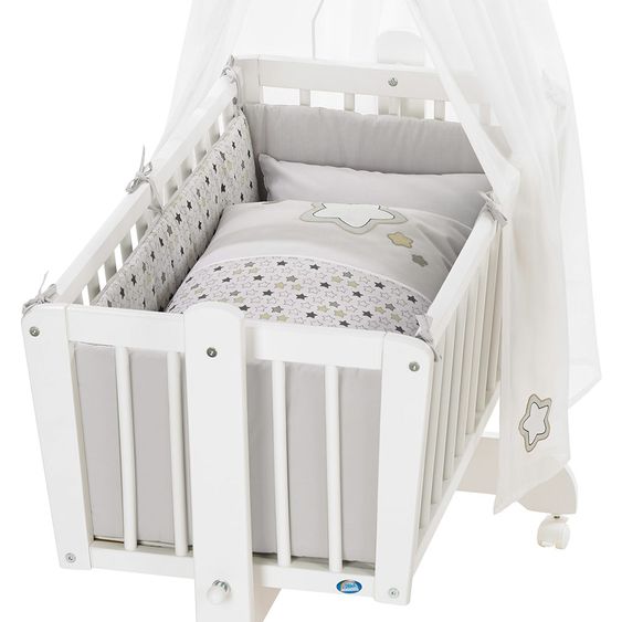Alvi Komplett-Wiege Sina Weiß - Stern u. Sternchen - Beige