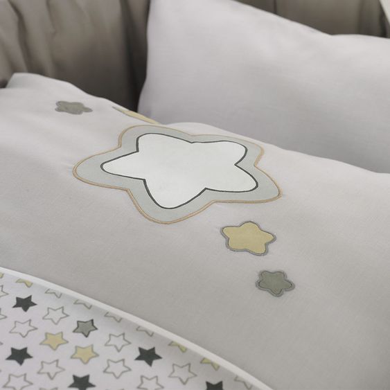 Alvi Komplett-Wiege Sina Weiß - Stern u. Sternchen - Beige
