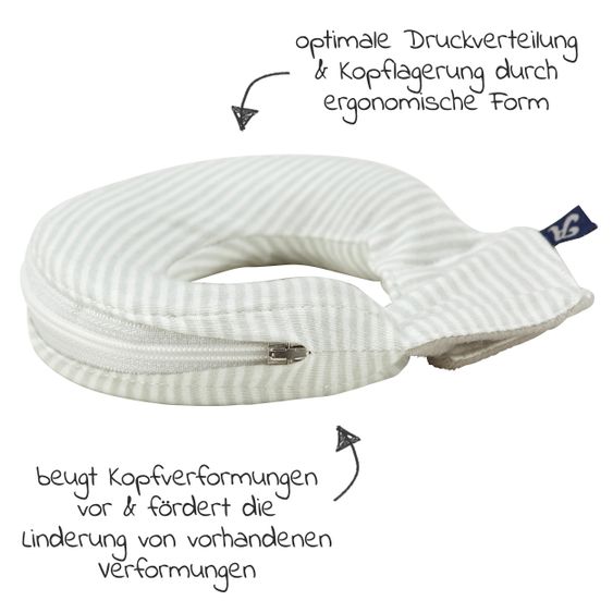 Alvi Kopfstütze / Babykissen gegen Kopfverformung ALVIbino inkl. Aufbewahrungstasche - Smokey Stripe