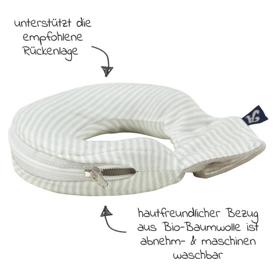 Alvi Kopfstütze / Babykissen gegen Kopfverformung ALVIbino inkl. Aufbewahrungstasche - Smokey Stripe