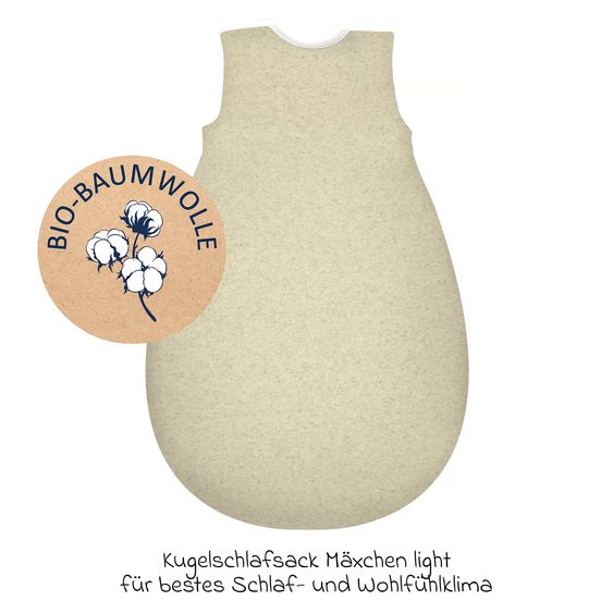 Alvi Kugelschlafsack Mäxchen Light Bio-Baumwolle - Hemp - Nature - Gr. 100 cm