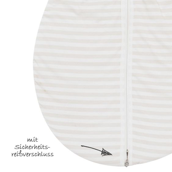 Alvi Kugelschlafsack Mäxchen Thermo mit Arm - Blockstreifen Beige - Gr. 70 cm